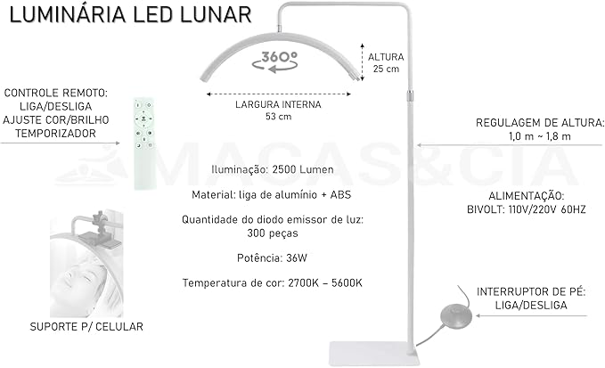 Luminária Led Lunar P/Maca Estética Cor Rosa - Image 2