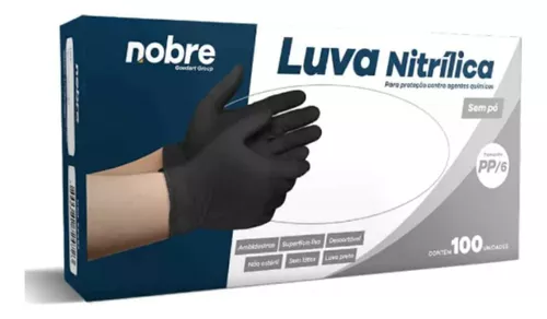 Luva Nitrilica Preta Pp Sem Po Nobre C/100 Kit C/ 5 Un. Cor Preto - Image 4