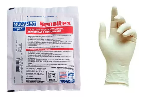 Kit C/50 Luva Cirúrgica De Látex Estéril Sensitex Mucambo